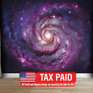Pink Galaxy Mural, Peel and Stick Wallpaper, Generative AI Art