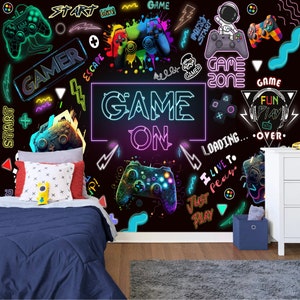 Gaming Zimmer Spiel Kinderzimmer Dekor Geschenk, Kunstdruck Photomural Tapete Wandbild Einfach zu installierenden Abzieh- und Stick großen Wandaufkleber