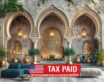 Islamic Arches Wallpaper Mural, Arabian Nights Decor, Peel and Stick Decal
