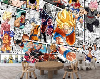 アニメマンガコラージュ壁紙クロスオーバー、コミック壁画 - Etsy 日本