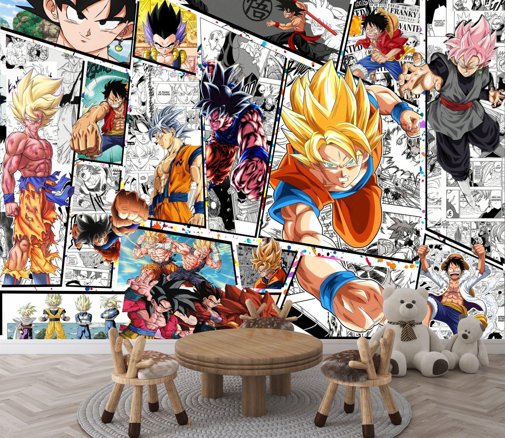 アニメマンガコラージュ壁紙クロスオーバー、コミック壁画 - Etsy 日本