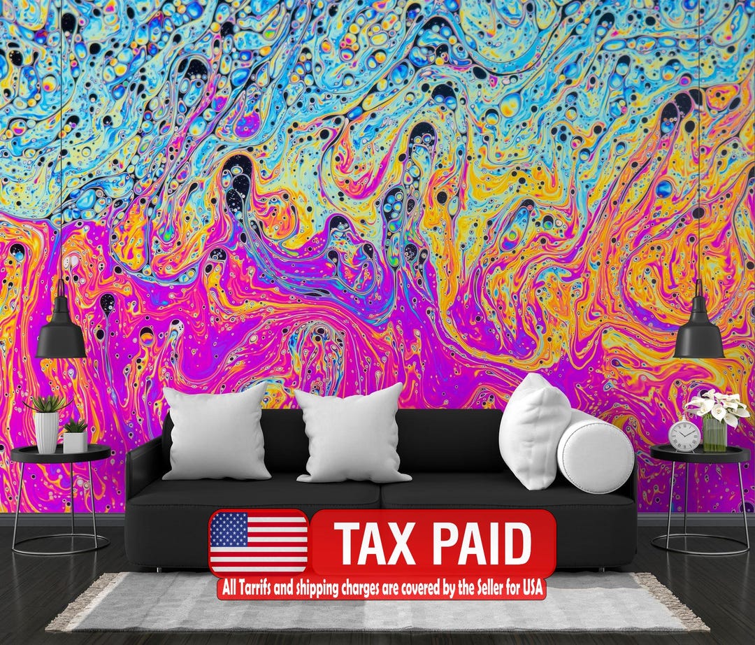 Psychedelic Soap Bubble Wall Mural – Colorful Abstract Peel and