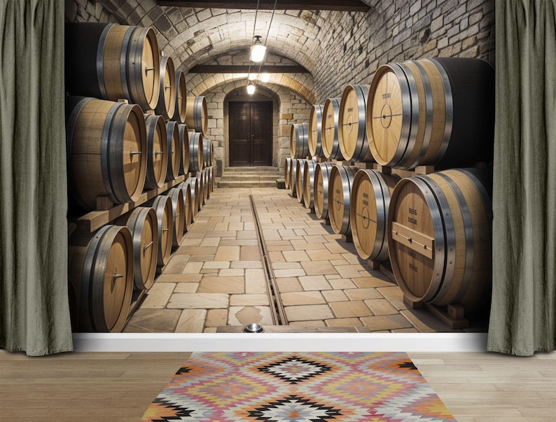 Wine Cellar Vault, Wine Room Decor Wallpaper Mural, Peel and Stick ...