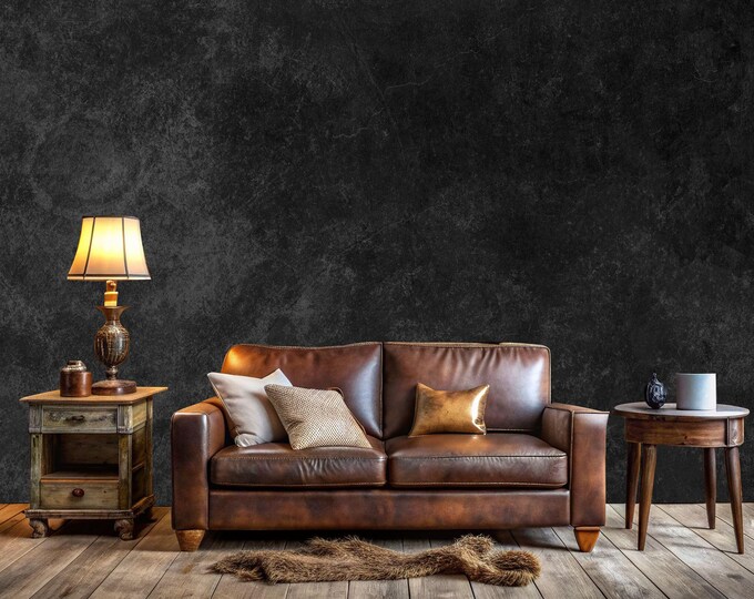 Black Concrete Elegant Flat Texture Gift, Art Print Photomural Wallpaper Mural Easy-Install Removeable Peel and Stick Large Wall Decal Art