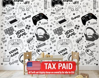 Gaming Room Decal, Removable Wall Sticker Peel and Stick Wallpaper