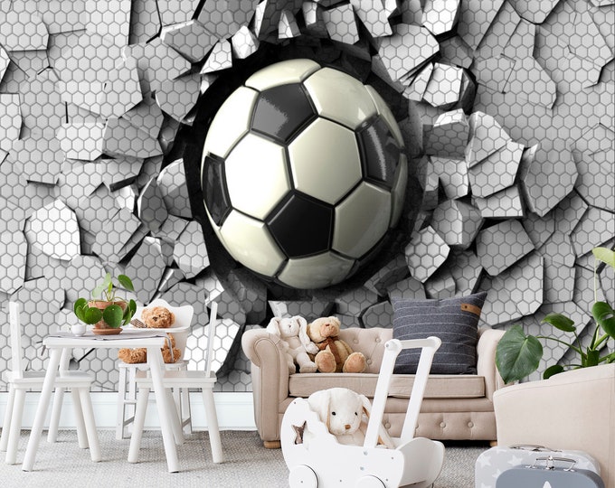 Football Soccer illustration Wallpaper mural Art Print Photomural Wall Decor Easy-Install Removable Peel & Stick High Quality Washable Vlies