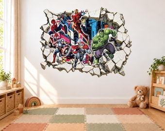 Superhero Kids Room Wall Decal – 3D Sticker, Children's Room Decor