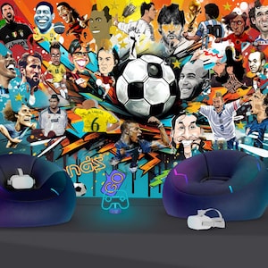 Fußball Fußballlegenden Fußballstars Jungen Raumdekor, Kunstdruck Fotowandbild Tapete Wandbild Einfach zu installierender Abziehbild zum Abziehen und Aufkleben