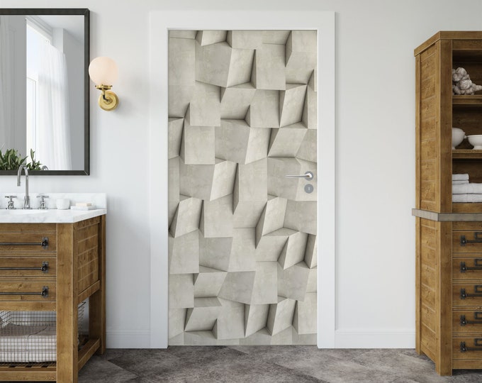 3D Abstract Wall Sticker Door Covering Removable Peel and Stick Self Adhesive Decals Home - Office, 91cm x 211cm / 35.8 x 83.1 Inches WxH