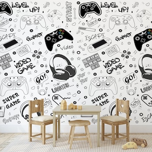 Games Theme Gaming Room, Custom Art, PERSONALIZED NAME Decal Sticker Gift For Kids, Teenage Wall Sticker Removable Peel & Stick Washable