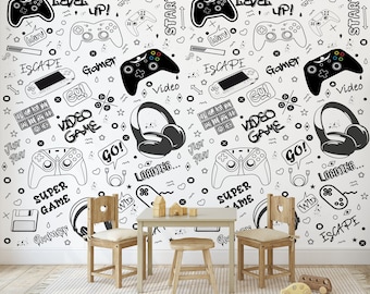 Games Theme Gaming Room, Custom Art, PERSONALIZED NAME Decal Sticker Gift For Kids, Teenage Wall Sticker Removable Peel & Stick Washable