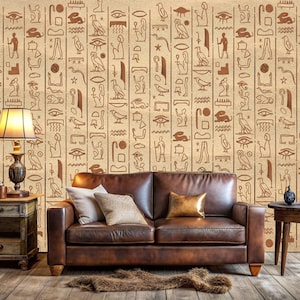 Pharaonic hieroglyphic Egypt Symbols Ancient Egyptian Black Home Decor Easy-Install Wall Mural Wallpaper Peel and Stick Modern Art Washable