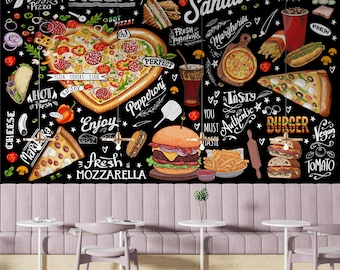 Wandtattoo für italienische Pizza und Feinkost-Sandwiches, einfach anzubringende und abnehmbare Tapete