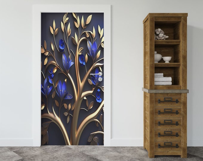 Golden Tree Wall Sticker Door Covering Removable Peel and Stick Self Adhesive Decals Home - Office, 91cm x 211cm / 35.8 x 83.1 Inches WxH