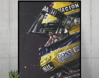 Ayrton Senna Painting Poster Formula 1 Wall Art Ayrton Senna Sim Racing Decor F1 Poster Ayrton Senna Fan Decor F1 Wall Art
