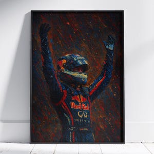Sebastian Vettel Red Bull F1 Wall Art | Expressive Impasto Oil Painting Print | Motorsport Racing Driver Portrait | Formula 1 Gift