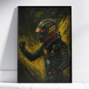 Charles Leclerc Ferrari Poster | Formula 1 Wall Art | Impasto Oil Painting Motorsport Print