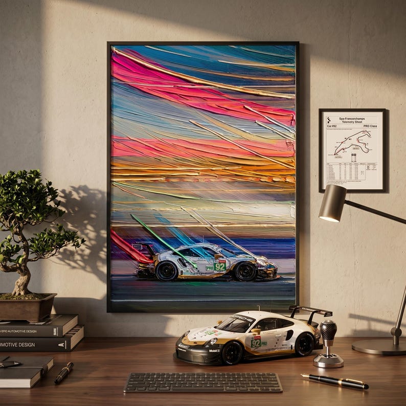 Gt Racing Poster Porsche 911 RSR Endurance Race Car Print | Le Mans GT Racing Poster ...