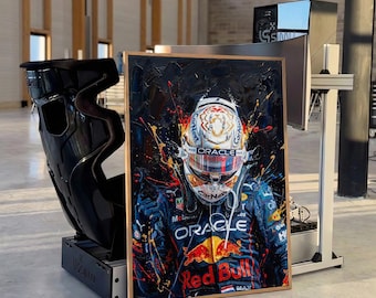 Max Verstappen Poster | MV1 Art Print | Red Bull Racing F1 Poster | Impasto Oil Painting Wall Art | Formula 1 World Champion Gift