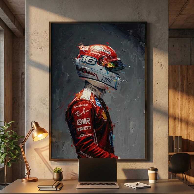 Charles Leclerc Poster Ferrari F1 | Impasto Oil Painting Print ...