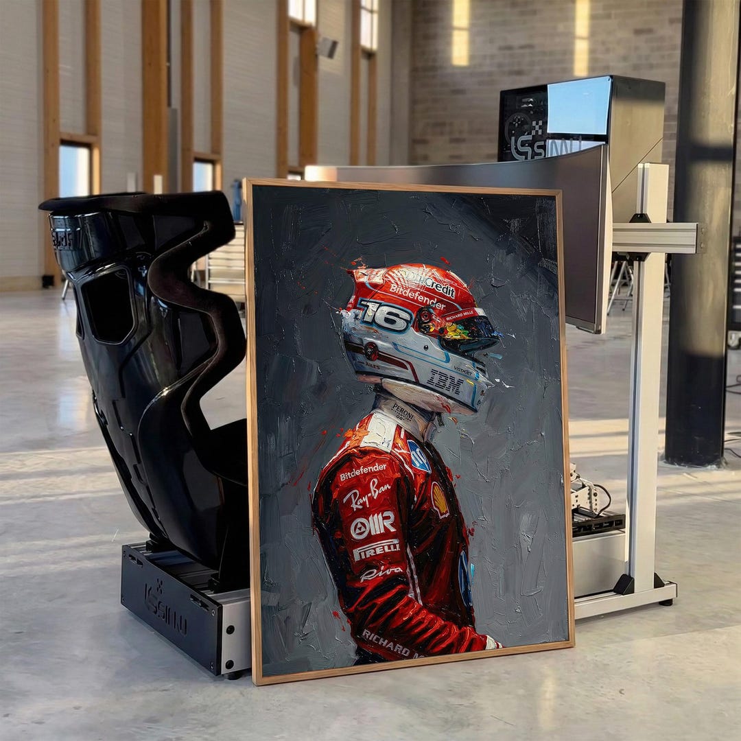 Charles Leclerc Poster Ferrari F1 | Impasto Oil Painting Print ...
