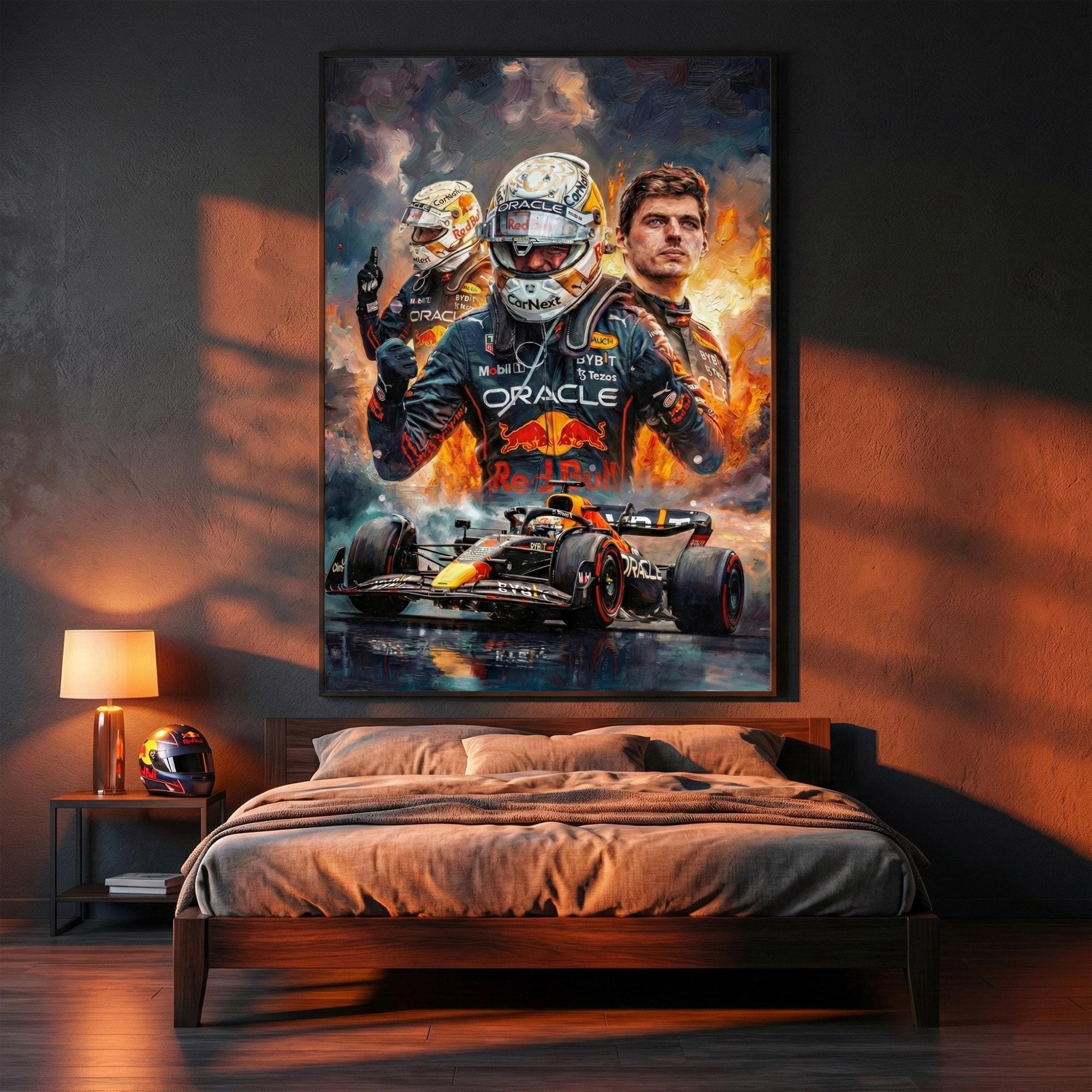 ZARUY Posters en prints 5 stuks canvas Max Verstappen F1L/150 cm × 80 cm met frame 5 canvas kunst wanddecoratie vijfdelige paneelschildering muurschildering HD-poster moderne modulaire foto
