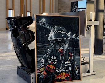 Max Verstappen Poster Red Bull F1 Print | Formula 1 Racing  | Impasto Oil Style Motorsport Wall Art | Red Bull Racing Decor |  F1 Fan Gift
