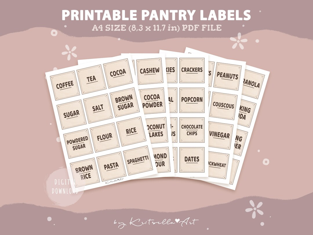 Pantry Sticker Labels Set for Kitchen Container Organization. Printable ...