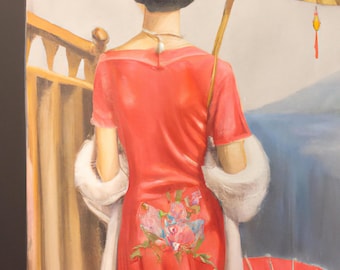 poster woman red chinese dress
