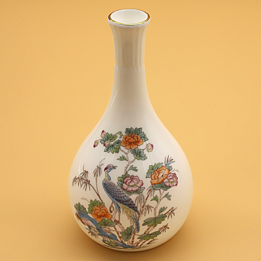 Vintage Wedgwood Kutani Crane Bone China Vase Etsy