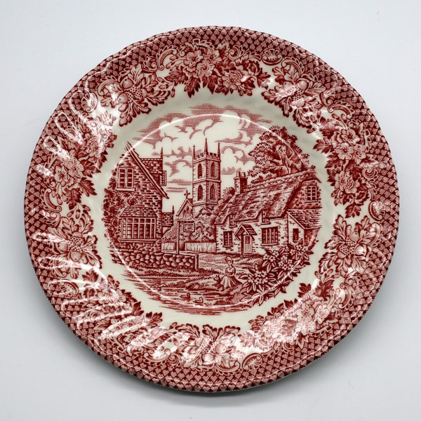 Vintage Merrie Olde England Hostess Tableware Red Ironstone Plate