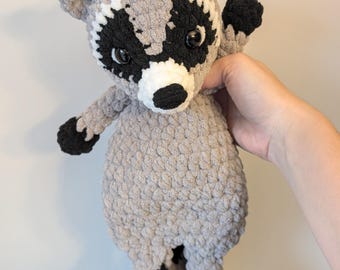 Handmade Crocheted Raccoon Snuggler – Adorable Plush Toy