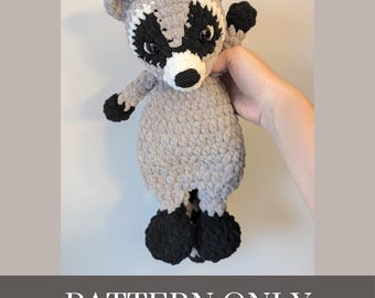 Crochet Raccoon Snuggler PATTERN ONLY - DIY Amigurumi Raccoon