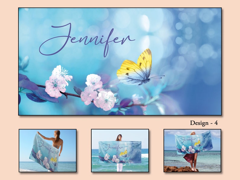 Personalized Name Beach Towel - Custom Mermaid Scale Design Oversized Microfiber Towel For Pool, Beach - View #12