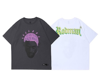 Dennis Rodman Vintage Print Shirt (Fashion Mens T Shirt short sleeve Crewneck Muscle Gym Workout Athletic Shirt Cotton Tee Shirt Top sports)