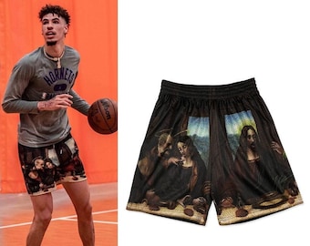 Lamelo Ball (Last Supper) Basketball Shorts  Athletic Quick Dry Workout Training Mesh Short Pants with Pockets Gifts for Men