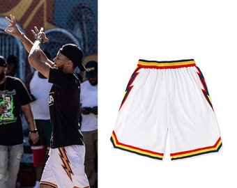 Lightning ( Yellow / Red) Basketball Shorts Athletic Quick Dry Workout Training Mesh Short Pants with Pockets Gifts for Men