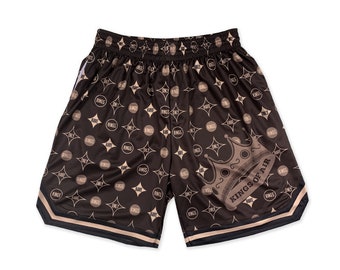 Rings Only ( Brown / Cream ) Basketball Shorts Athletic Quick Dry Workout Training Mesh Short Pants with Pockets Gifts for Men