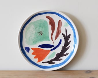 Summer dessert plate - One-off hand painted ceramic plate