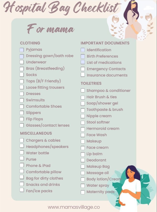 The Ultimate Hospital Bag Checklist - Mama Bear Bliss