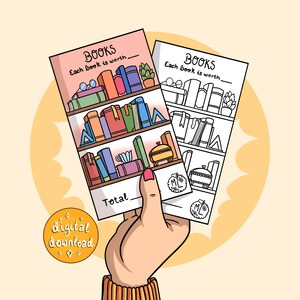 Books Saving Challenge, Budgeting, Digital Download, Printable, Money Saving, Cash Stuffing, Budgets, Reading, Collection, Bookcase