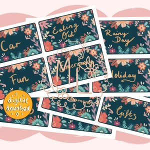20 Floral Cash Stuffing Categories, Saving Challenge, Budgeting, Digital Download, Printable, Money Saving, Budgets, Titles