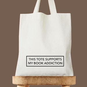 Funny Book Addiction Tote, Gift for Book Lover Tote Bag, Bookworm Gift, Bookish Tote, Library Bag, Gift for Reader, Booktok Merch for Her