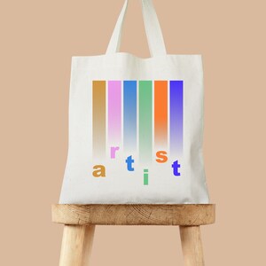 Bolsa tote multicolorida para artista, presente para artistas, pintores, professores de arte, amantes da arte, presente de formatura