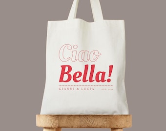 Ciao Bella Italian Tote Bag, Personalized Bridal Shower Gift, Bachelorette Party Favor, Custom Tote for Bridesmaids, European Travel Bag