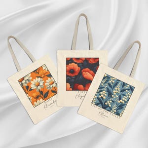 Personalized Bridesmaid Tote Bags for Women, Floral Tote Bag Birth Flower Bag Bridal Party Gift, Bridesmaid Gifts for her Valentine&#39;s Day