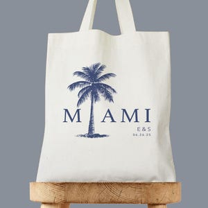 Bolsa de mano personalizada con palmeras de Miami para bodas, recuerdo de boda de destino para invitados, regalo de fiesta nupcial de playa tropical, bolsa de mano personalizada