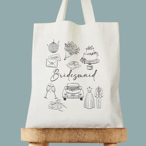 Bride Bridesmaid Tote Bag, Maid of Honor Bridal Party Gift, Custom Wedding Day Getting Ready, Trendy Bachelorette Merch, Group Matching Tote