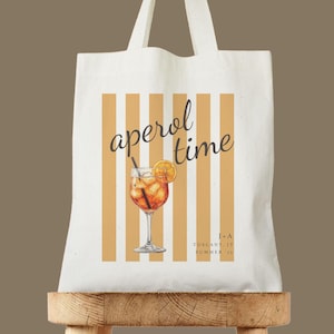 Aperol Time Tote Bag, Striped Aperol Bachelorette Party, Bridesmaids Gift, Aperol Spritz Party, Bachelorette Gift Bag Bridal Shower Bag