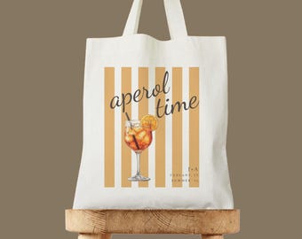 AKTAP Tote Bag Aperol Spritz: Borsa A Tracolla In Cotone E Lino, 40x38 Cm, Regalo Divertente Per Ragazze E Amici - 2